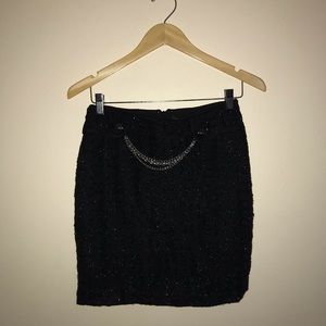 White House Black Market Black Tweed Skirt Size 00